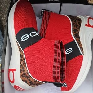 Red and Leopard Print Sneakers